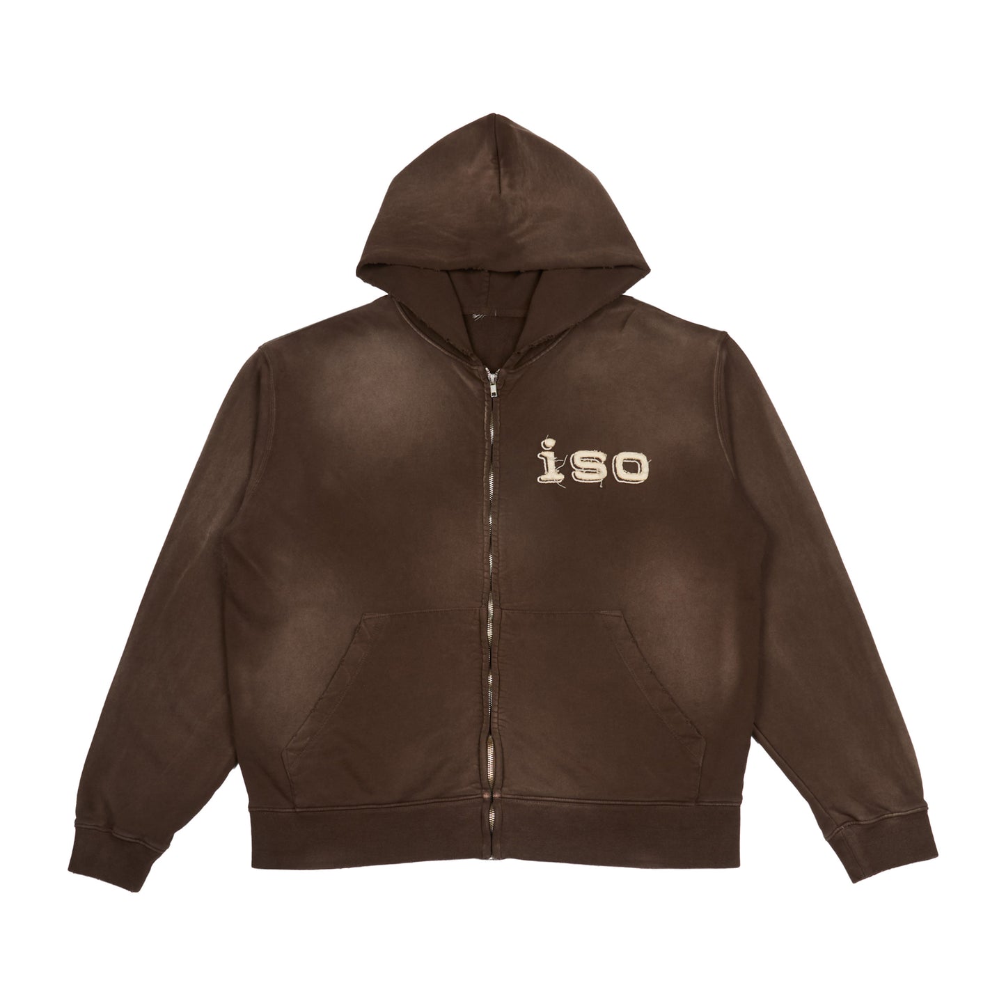 iso Frayed Logo Zip Hoodie (Brown)