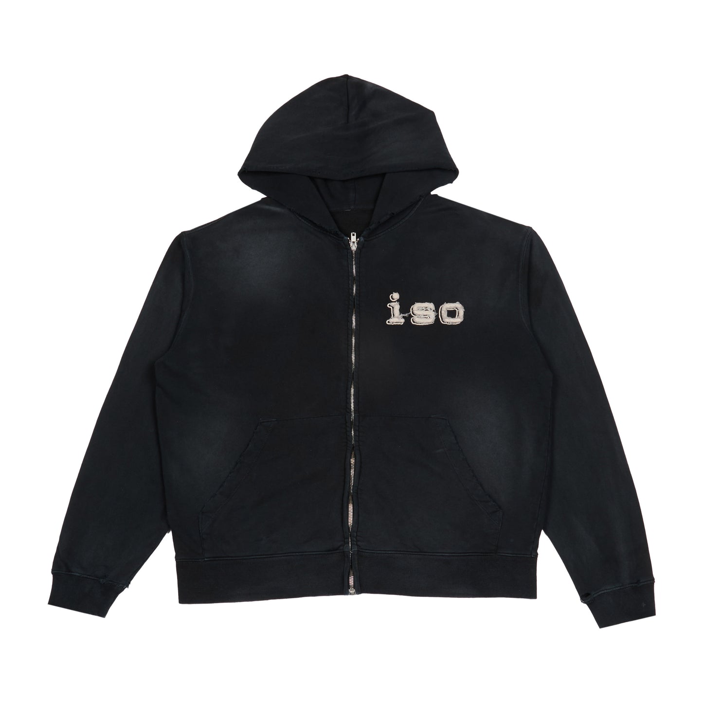 iso Frayed Logo Zip Hoodie (Black)