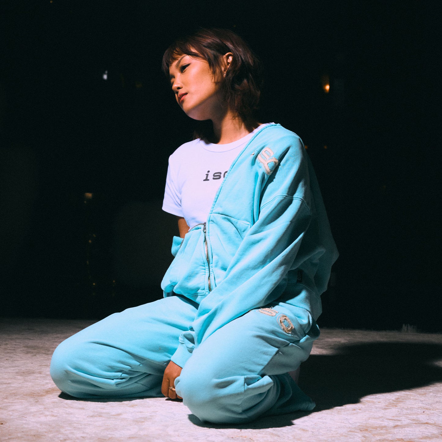 iso Frayed Logo Zip Hoodie (Baby Blue)