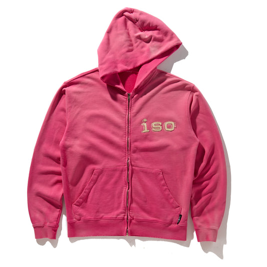 iso Frayed Logo Zip Hoodie (Pink)